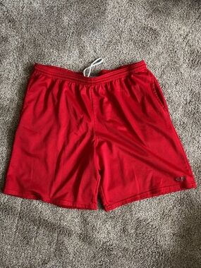 Champion Red Men's Athletic Mesh Shorts with Drawstring